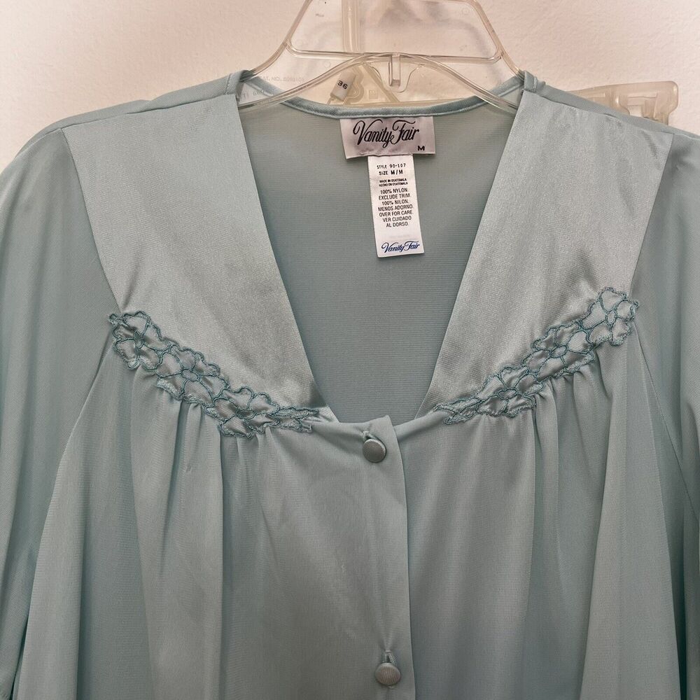 VTG Vanity Fair 90-107 Lingerie Silky Nylon Loungewear Pajama Set Azure Mist M - Picture 2 of 5